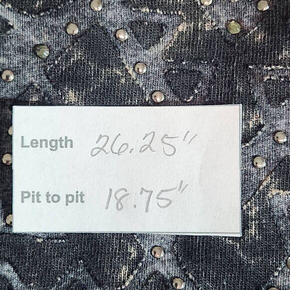 Daytrip Black Mineral Washed Tee with Metal Stud Detail Size Large - Picture 10 of 10